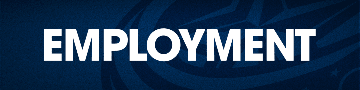 Blue header with large white text reading Employment.